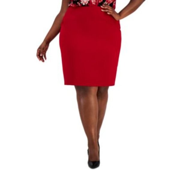 Kasper Plus Size 18W Red Stretch Crepe Pencil Skirt NWT - Picture 1 of 3